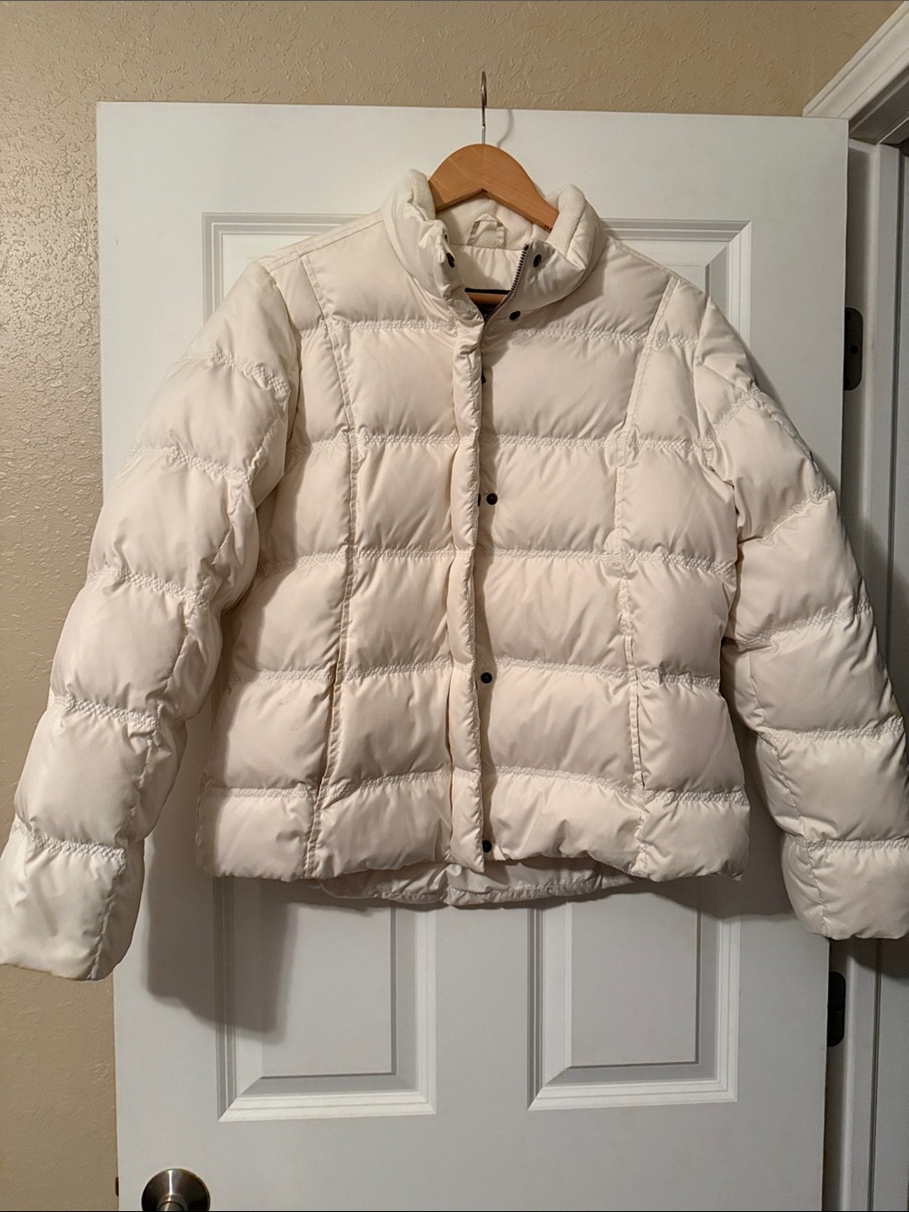 Eddie Bauer Cream Quilted Puffer Jacket
